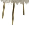 thumbnail image 3 of Faux Fur Upholstered Contemporary Metal Ottoman, White and Gold, 3 of 5
