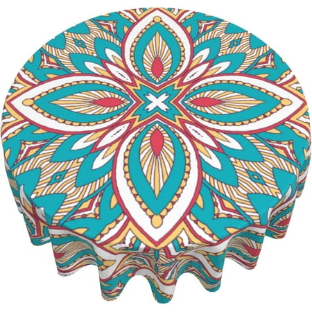 

Mindunm Boho Tablecloth Mandala Vintage Ethnic Round Table Cloth 60 Inch Home Decor Hand-Doodle Elements of Bohemian Table Cloth for Home Decorations