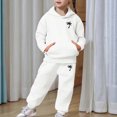 thumbnail image 2 of Ulitacool Outfits for Girl Toddler Casual Printed Hoodie Set Long Sleeve Sweatpants Pullover Top Matching Bottoms Fall Winter Pajamas Loungewear White, 2 of 6