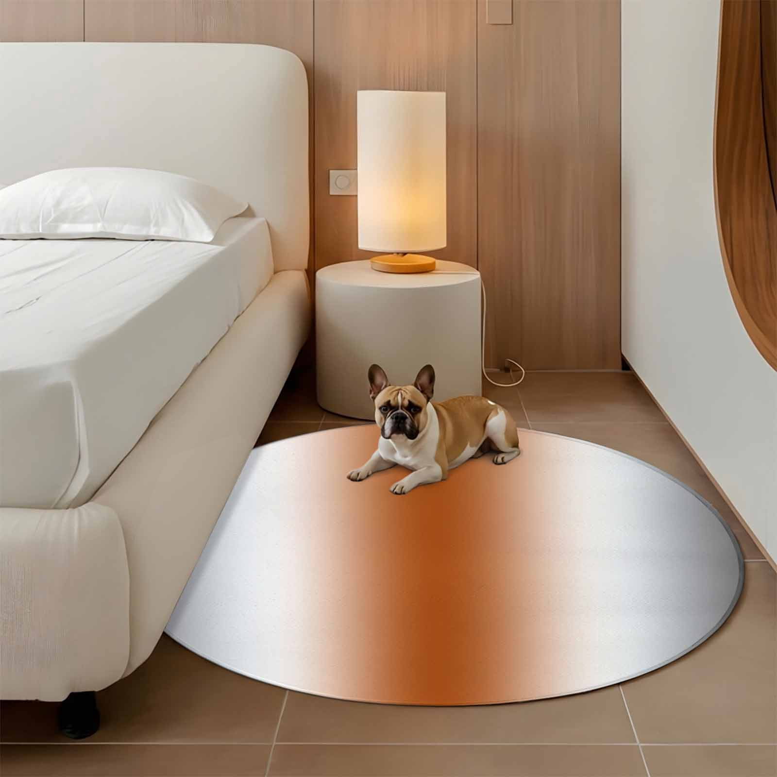Round Area Rug 5ft, Gray Orange Non-slip Area Rugs for Living Room/Bedroom/Bathroom/Kitchen, Modern Gradient Geometric Washable Throw Floor Mat Indoor Outdoor Entrance Doormat