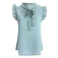 thumbnail image 6 of Babysbule Women's Tops Women's Bowknot Polka Dot Ruffle Frill Sleeveless Tops Tank Vest Blouse Shirts, 6 of 6