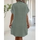 thumbnail image 5 of Vestido Túnica Holgado Informal de Verano para Mujer, de Algodón y , con Botones, Escote en V, Corta, Color Gris y Verde, Talla L, 5 of 7