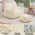 thumbnail image 3 of Bean Bag Chair with Ottoman Bean Bag with Footstool for Adults Teens, Bean Bag Sofa with Washable Cover, Pocket, Handle for Bedroom, Living Room, Beige, 3 of 9