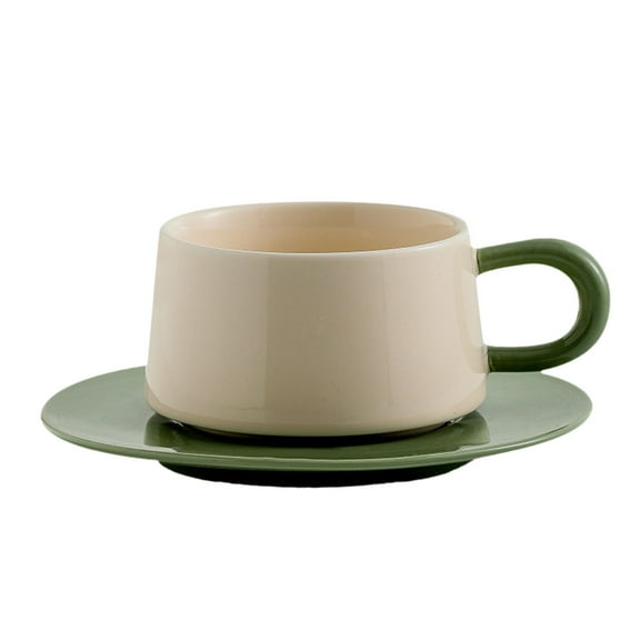 Green Ceramic Coffee Cups And Saucers Set Afternoon Tea Cup Set With Handle For Home Kitchen Dining Modern Fashion Dishwasher Safe Green