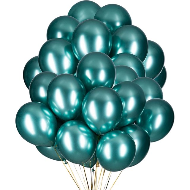 12 Inch Green Metallic Balloons Chrome Party Latex Helium Balloon,Pack of 50
