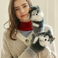 thumbnail image 3 of Guantes de peluche de animales de dibujos animados, guantes de invierno cálidos de piel de conejo tejidos para mujer, lindos guantes, 3 of 6