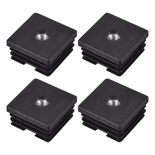 4uds Inserciones para Cuadrados Tubos con M8 Rosca, para 1.5"x1.5" OD Cuadrado Tubo, Cuadrado Negro Plástico Tapón Rueda Inserción Silla Extremo Tapas Muebles Pata Tapón
