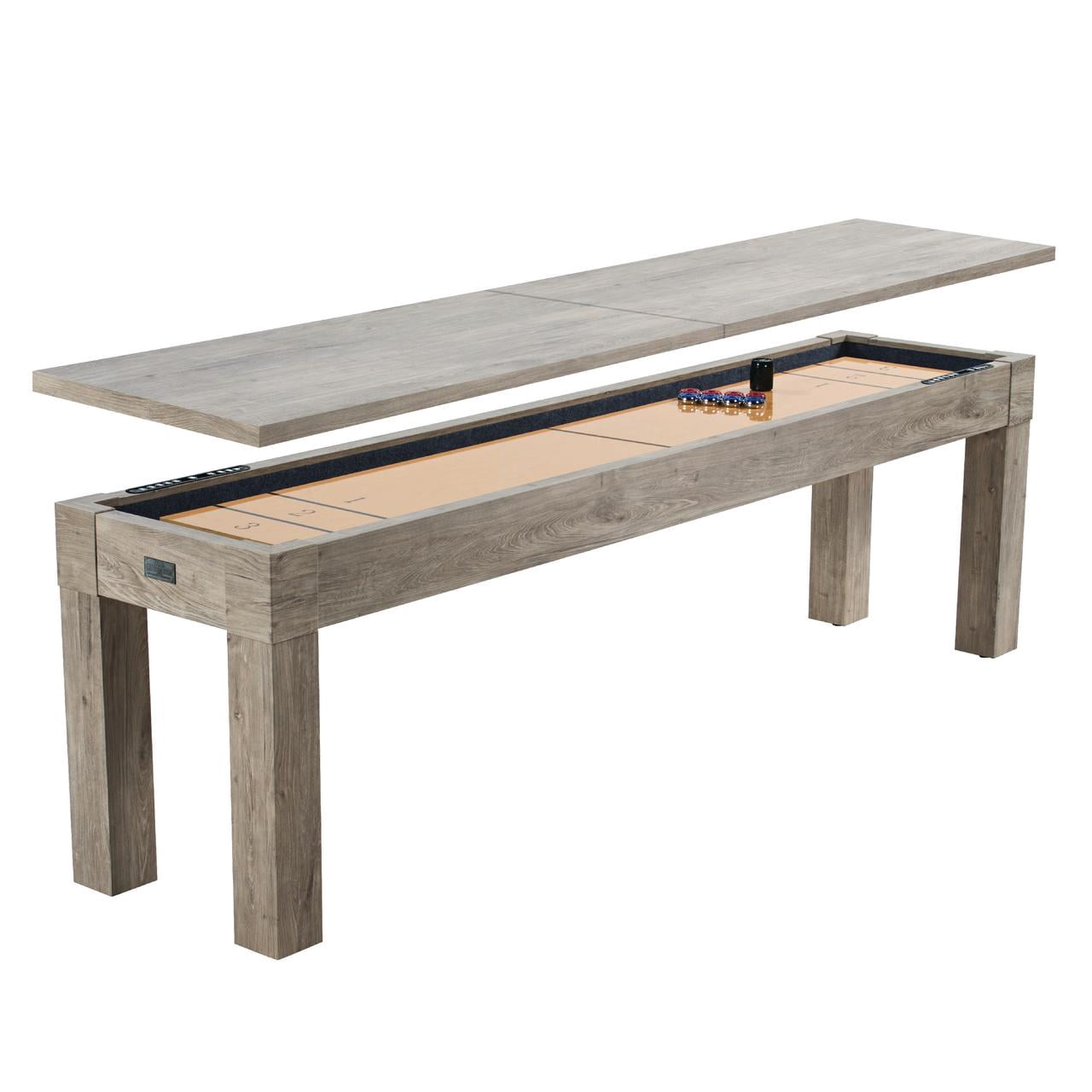Hathaway Excalibur 9 Ft. Shuffleboard Game Table, Rustic Driftwood
