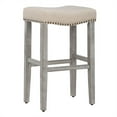 thumbnail image 3 of 29" Upholstered Saddle Seat Bar Stool (Set of 2) in Beige, 3 of 5