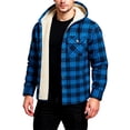 thumbnail image 7 of GrmtClth Men's Fleece Jackets Plaid Fleece Sherpa Lined Hooded Jackets Full Zip Midweight Warm Outerwear Loose Fit Outdoor Long Sleeve Jacket Royal Blue L, 7 of 7