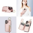 thumbnail image 4 of TECH CIRCLE for iPhone 16 Zipper Pocket Case with Card Holder & Finger Ring, PU Leather Wallet Case Card Slot Magnetic Closure Kickstand Shockproof Protective Women Men Cover,Rosegold, 4 of 8