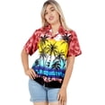 thumbnail image 6 of HAPPY BAY Women's Button Down Blouses Summer Beach Party Short Sleeve Vacation Blouse Shirt Hawaiian T-Shirt Blouses Dress Tee Shirts Tops for Women XL Palm Tree View, Red, 6 of 6
