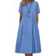 thumbnail image 1 of Vestir Mujeres A-line Retro Casual Loose Dress Midi Button Decor Round Neck Dailywear (S) Cgtredaw Para estrenar, 1 of 1