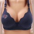 thumbnail image 3 of DDAPJ pyju 2 Pack Wireless Bras for Women Petal Wave V-Neck Push Up Bra Breathable Comfort Everyday Bras with Rhinestone Deco and Adjustable Straps Today Blue XL, 3 of 4