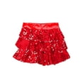 thumbnail image 6 of YiZYiF Kids Girls Shiny Sequin Camisole Crop Top with Skirt 2-Piece Modern Jazz Latin Dance Outfits Red 10, 6 of 7