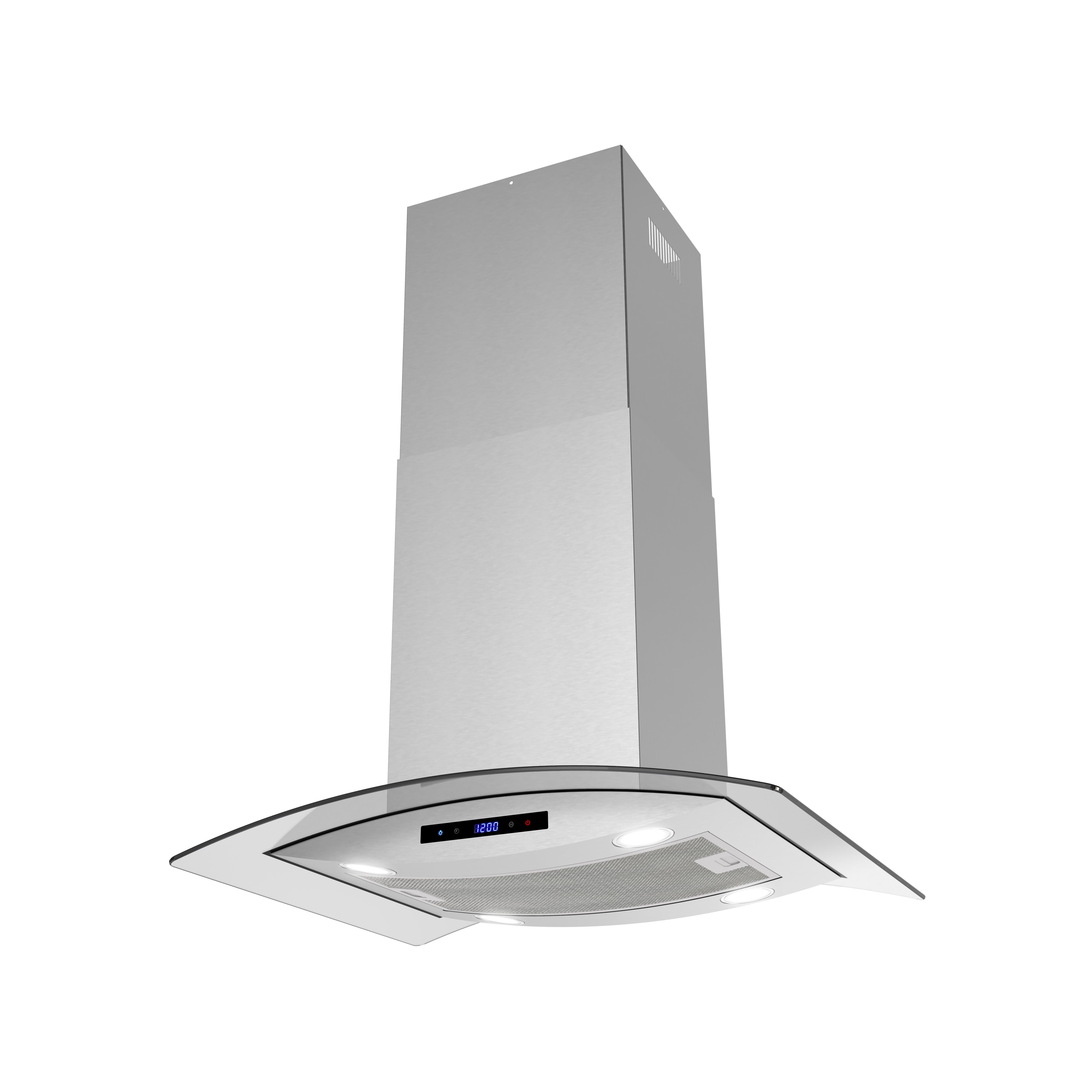 Streamline 30 in. Maddaloni Ductless Island 350 CFM Range Hood in Brushed Stainless Steel with Mesh Filters, Touchpad Control, LED Lights
