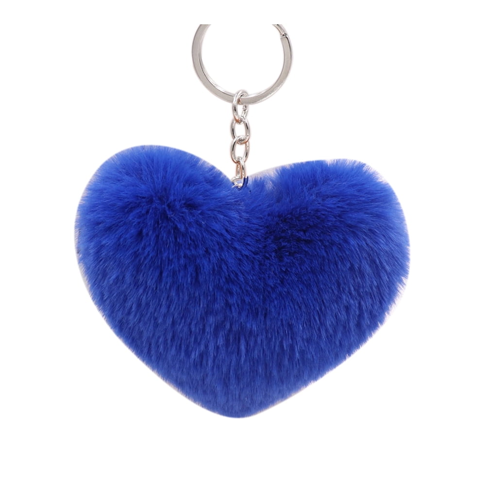 Walbest Fluffy Soft Artificial Rabbit Fur Love Heart Keychain Key Ring Pendant Handbag Bag Wallet Decor, Women's, Size: One size, Red