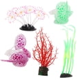 thumbnail image 1 of Adornos de plantas de coral brillantes, 5 piezas de silicona, decoración de acuario, plantas de coral, decoración de plantas de coral, ingeniería de precisión, 1 of 9