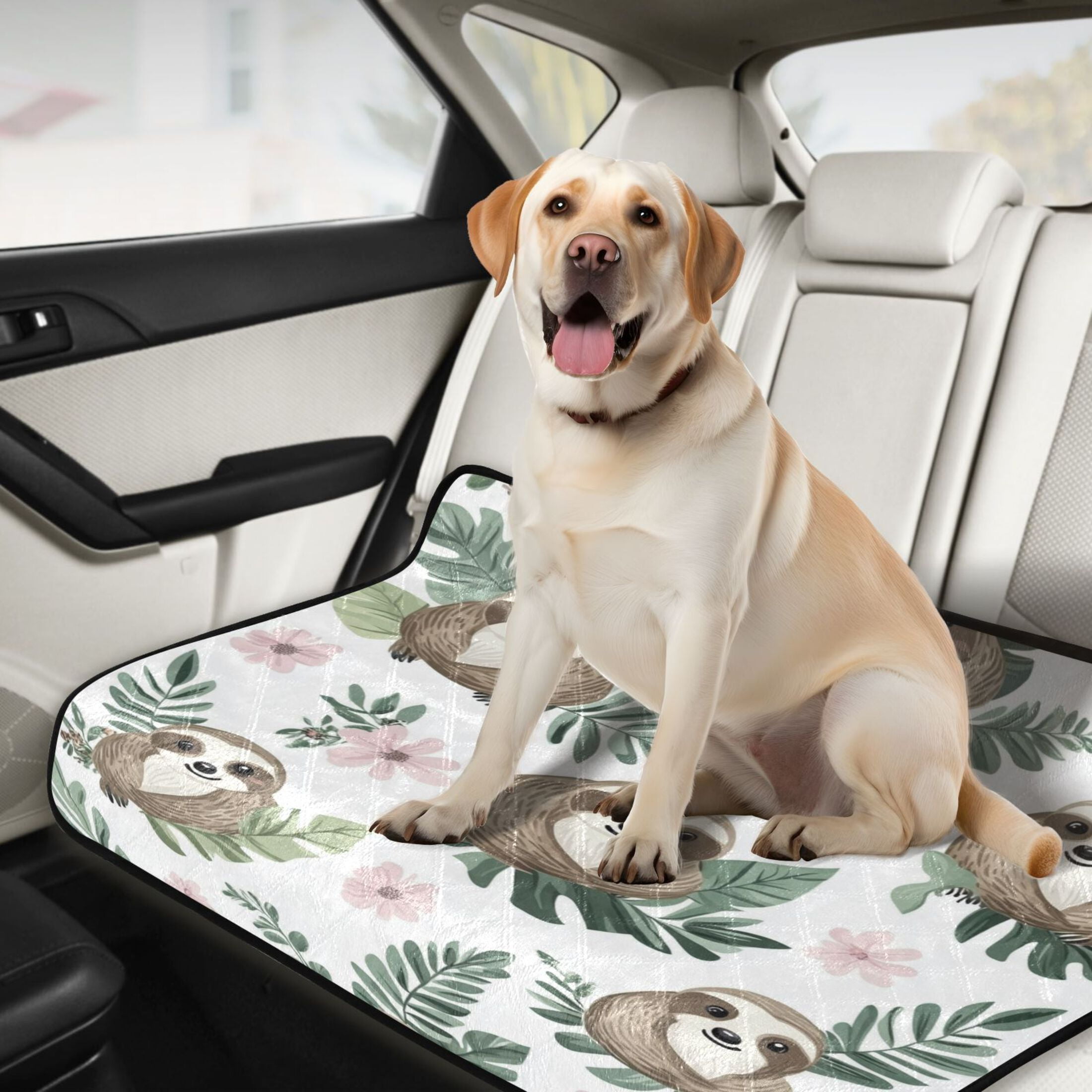 Qxltty Cute Cartoon Sloth Pattern with Tropical Leaves Cat litter Pads Pet Set of 2 Diaper Mats Center Anti-leakage Layer Absorbent Soft and Comfortable