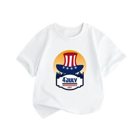 

Kid Tee Boy Summer Toddler Boys Girls Short Sleeve Independence Day Letter Prints T Shirt Tops Boys Long Sleeve Shirt Thermal