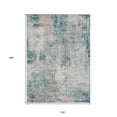 thumbnail image 3 of 10' X 14' Teal Blue Beige And Copper Abstract Washable Indoor Outdoor Area Rug, 3 of 5