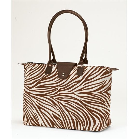 Joann Marrie Designs NF3BCZ Long Handle Fold-Up Bag - Brown & Creme Zebra- Pack of 2