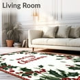 thumbnail image 2 of Ultra Soft Area Rug, Elegant Holly Berry Border Festive Christmas Greeting, Non Slip, Stain Resistant, Washable Area Rugs for Living Room, Bedroom(White, 4X6), 2 of 8