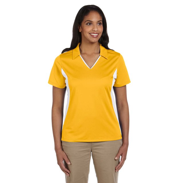 Polo de mujer en micropiqué con bloques laterales DORADO/ BLANCO 2XL harriton M355W