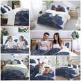 thumbnail image 5 of 3 Piece Navy Blue Gold Duvet Cover Set Queen Size,Microfiber Comforter/Quilt Cover with Corner Ties and 2 Pillowcases,Abstract Line Art Troditional Ink Painting All Season Bedding with Zipper Closure, 5 of 8