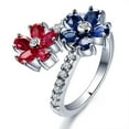 thumbnail image 2 of Extraordinary Fantastic Mind Blowing 1.75 Carat Flower Red Ruby And Sapphire Moissanite Diamond Engagement Ring on 10k White Gold, 2 of 3