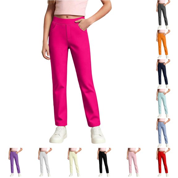 RTKFRFLM Uniform Pants for Girls School Trousers for Kids for School and Everyday Wear Uniform Pants for Girls Comfort Fit Back to School Clothes