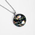 thumbnail image 4 of Christmas Glass Design Circle Pendant Necklace - Stylish Jewelry for Women, 4 of 5