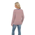thumbnail image 4 of WIHOLL Womens Striped Long Sleeve Shirts Spring Outfits 2026 Striped Tops Fashion Clothing Crewneck Tee Blouses Burgundy, 4 of 8