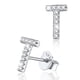 thumbnail image 1 of Pendientes de Plata Esterlina con Inicial de Circonita Cúbica Silvora Letra T, 1 of 8