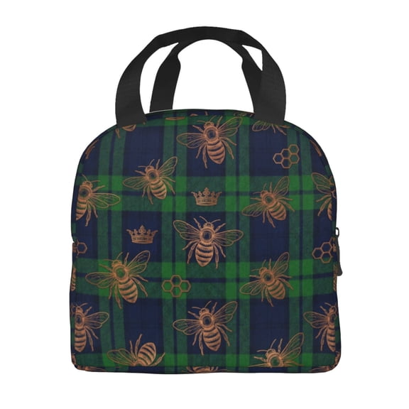 Bee Lunch Bag For Women Man, Cute Reusable Bees Theme Lunch Bags, Small Portable Foldable Insulated Lunch Box For Work Office Picnic Travel Bento