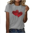 thumbnail image 4 of MaFYtyTPR Women's Printed T-shirts Valentine's Day Ladies Trendy Printing Short Sleeved Crew Neck Pullover Tops Gray S, 4 of 5