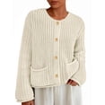 thumbnail image 1 of Suéter PRETTYGARDEN Cardigan Oversized de Punto Grueso Beige M, 1 of 4