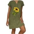 thumbnail image 1 of Yuyuzo Robes d'Été Décontractées pour Femmes 2025 Manches Courtes Col en V Robe en Lin Ample Tunique Confortable T-Shirts Robe Droite, 1 of 5