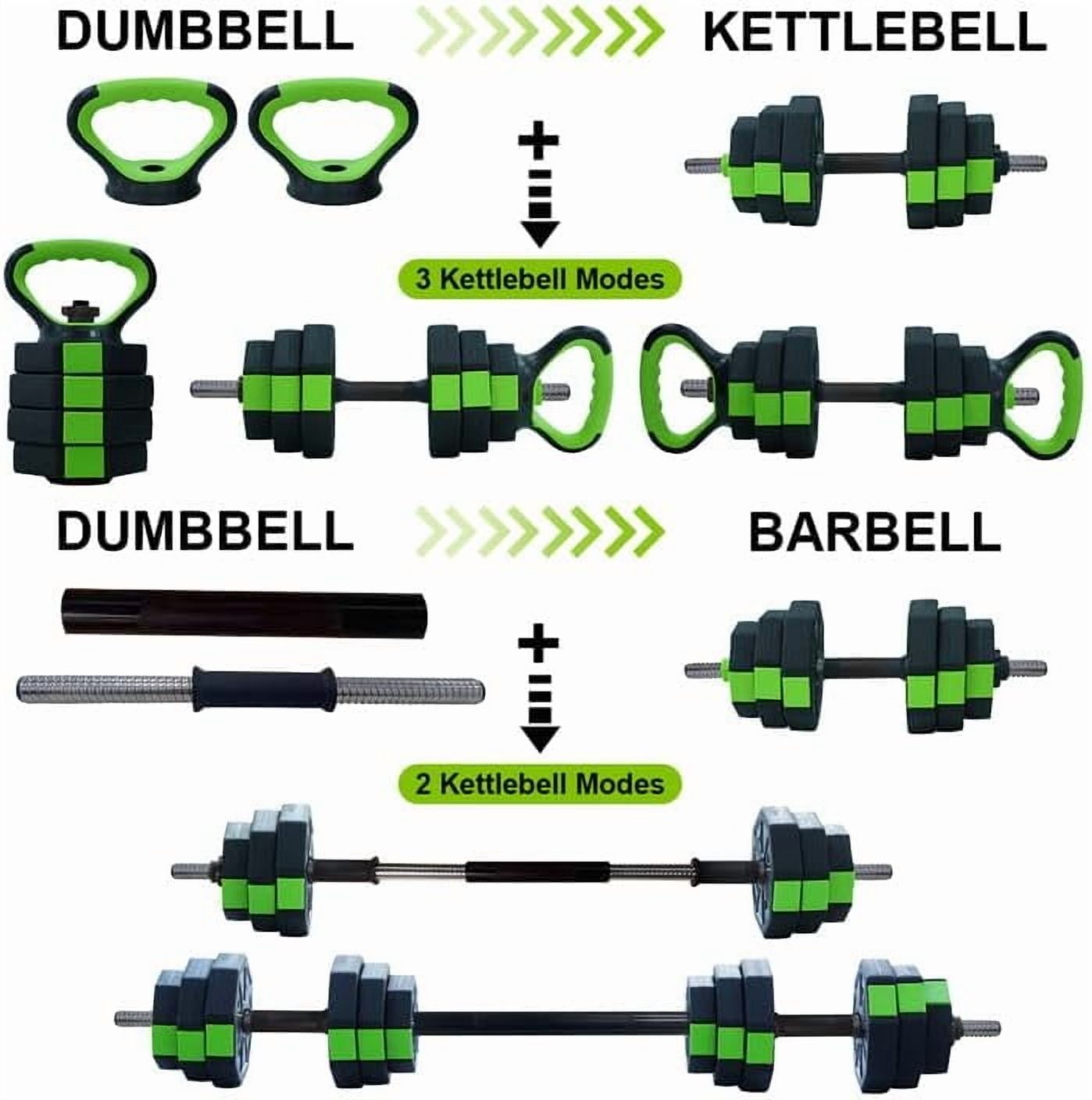 Adjustable Kettlebell Set, 4 in 1 Adjustable Dumbbell Set,44lbs Weight Set with Iron Handle Used as Kettlebells, Barbell, Push up Stand for Home Gym,Octagon,44LBS