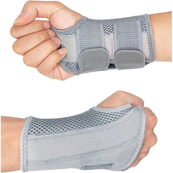 Wrist Brace for Carpal Tunnel Relief Night Support, Adjustable Wrist Support Splint for Right Left Hands for Tendonitis, Arthritis, Sprains (Pack of 2,gray)