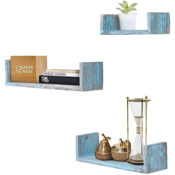 Comfify Rustic Wall Mounted UShaped Floating Shelves Set of 3 Large, Medium and Small