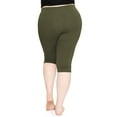 thumbnail image 3 of Stretch Is Comfort Women's Cotton Knee Length Leggings Olive Green 2X, 3 of 6