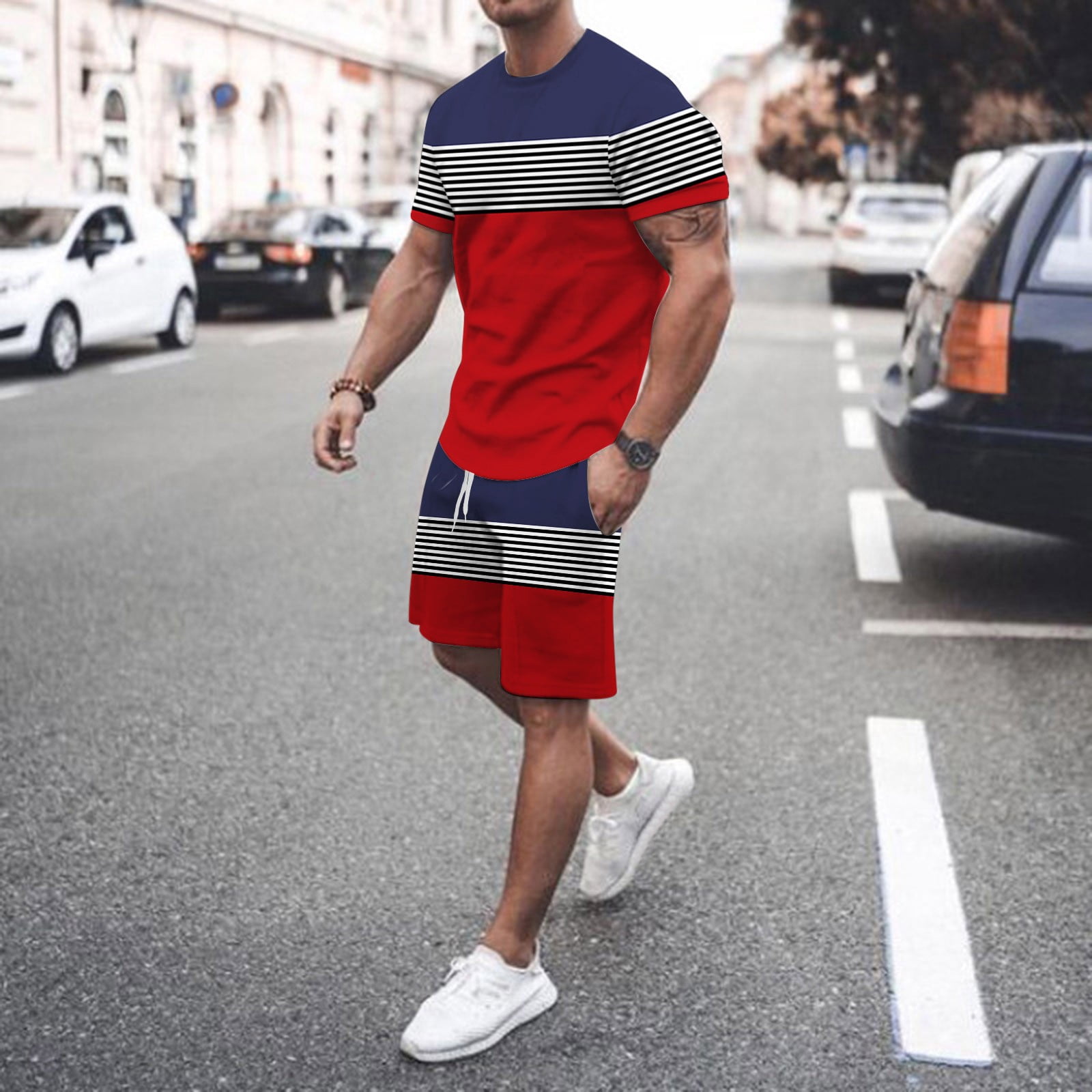 Men' Tracksuit Summer Short Sleeve Shirt shorts Suit two
