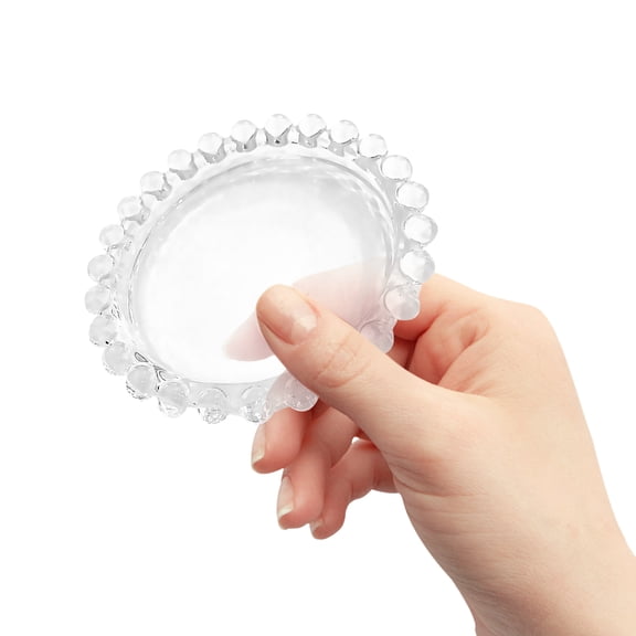 Viveous Glass Dessert Plates Glass Plate Fruit Plate Flower Elegant Clear Plate Small Round Plate for Jewelry