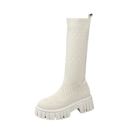 

Pedort Womens Knee High Boots Thigh High Stretch Boots Shoes Beige 37