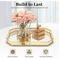thumbnail image 2 of Miumaeov Gold Mirrored Perfume Tray, Glass Vintage Metal Octagon Mirror Surface Decorative Perfume and Makeup Organizer with Handles for Dresser Bathroom or Jewelry Display, 2 of 8