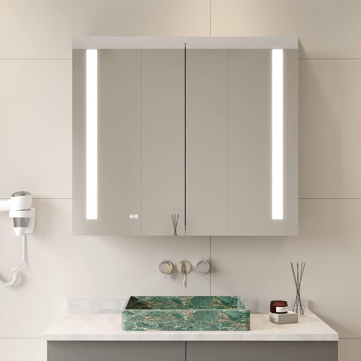 YOUTENG 26x20 inch Bathroom Medicine with LED Mirror, AntiFog