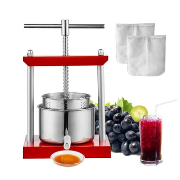 KFFKFF Fruit Wine Press, 0.8 Gal/3L, Dual Stainless Steel Barrels, Hand-operated Juice Producer for Cider, Grape, Apple, Vegetable, Honey, Olive Oil Crafting with T-Handle, Ideal for Outdoor