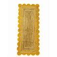 thumbnail image 2 of 2x16 Ft Yellow & Natural Jute Premium Scalloped Jute Rug – Handcrafted Natural Braided Carpet for Living Room, Bedroom, Entryway – Boho Home Decor, 2 of 5