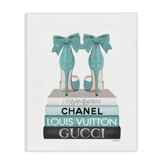 Stupell Industries Glam Turquoise Bow Heels on Books Canvas Art, 16 x 20, by Amanda Greenwood